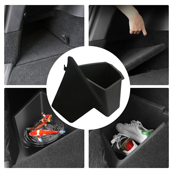 2 st Rear Trunk Organizer Sidolagringspaket med Lock Tilläggsförvaringslåda Fack Ersättning för Tesla Model Y 2020‑2022