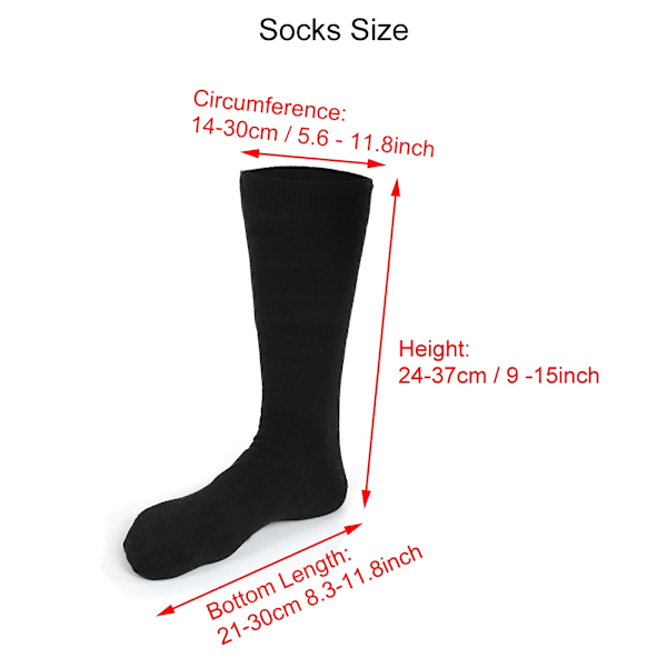 Oppladbare batteridrevne sokker for menn og kvinner med 3 temperaturinnstillinger - Varm vintersokker for utendørs (varme i tærne)