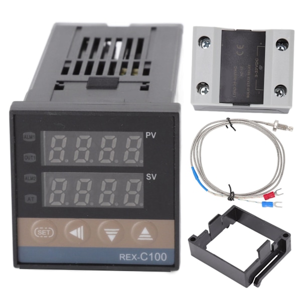 PID Termostat Temperaturregulatorsett 0‑400℃ Kyllinghus Temperaturregulator med Termoelement Relé 100‑240V 40A