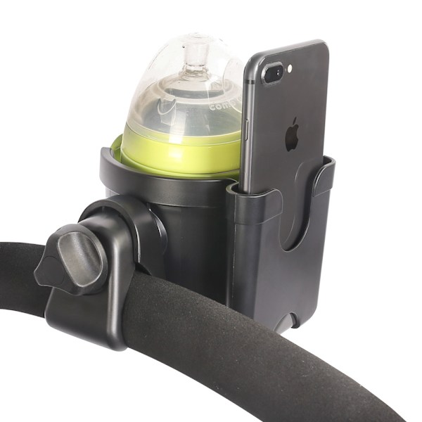 Beverage Buddy för Babyutrustning, Cykel, Rollator, Universal Dryckeshållare, Mobil Gadget-ficka, 360° Roterande Kopphållare för Barnvagnar, Cyklar