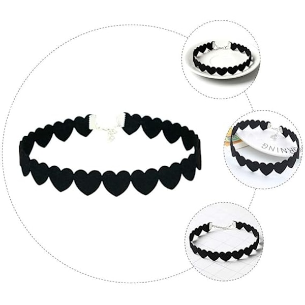Kvinders Love Choke Ring (Sort), Ruskind Hjerte Choke Ring Gotisk P