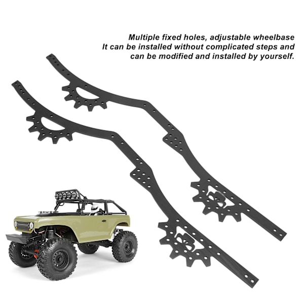 Ett par RC Chassiramper Aluminiumlegering Justerbart Hjulbas RC Chassirampor för Axial SCX10 II 1/10 RC Bil Svart