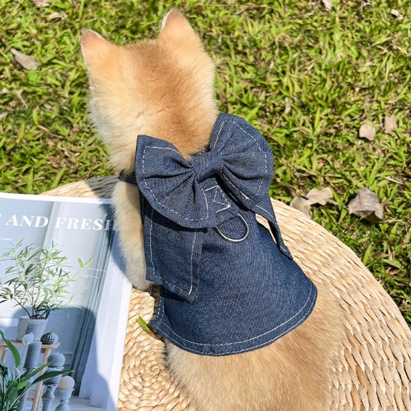 1PCS Hund kjæledyr katt denim skjørt forsyninger Gå hund ut bryst tilbake