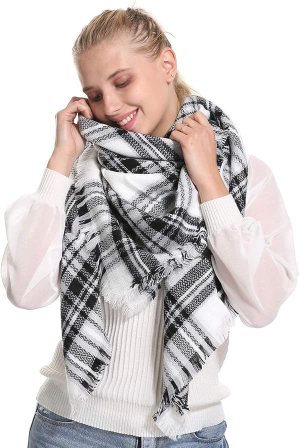 Plaid Tæppe Halstørklæde Vinter Efterår Halstørklæder til Kvinder, Varmt Blødt Tykt Oversized Tartan Sjaler Wraps Halstørklæder