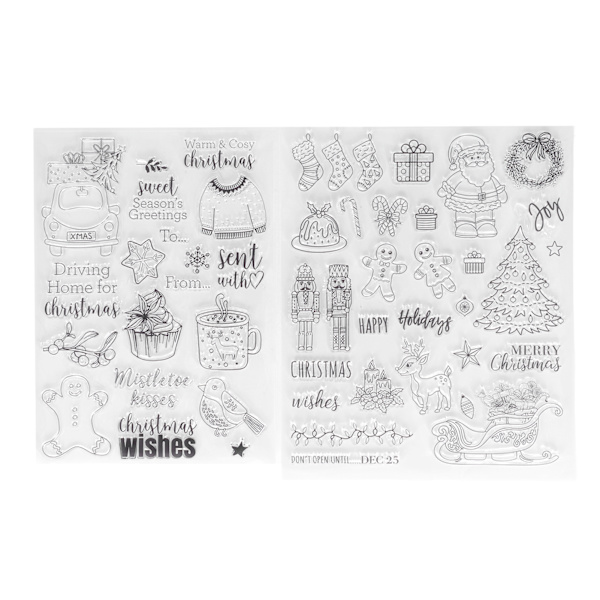 2 stk Klart Stempel Klart Avtrykk Stick Gjentatte Jul Mønster DIY Transparent Stempel for Håndverk Kort Dekorasjon
