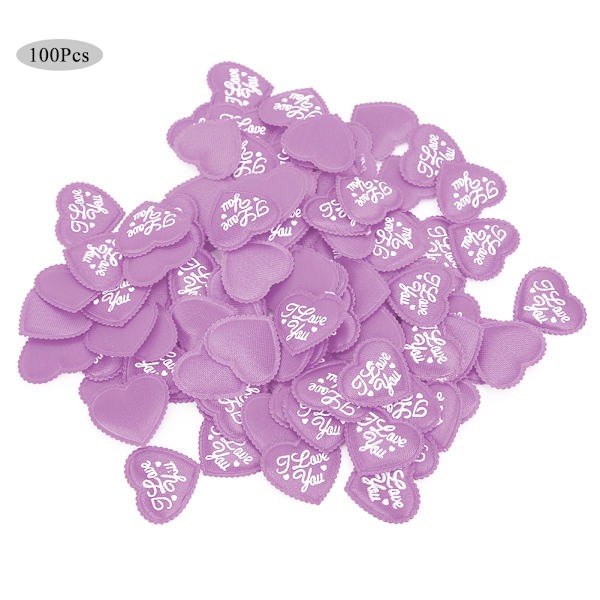 100 stk/pose Polyester Svamp Hjerteformet Dekor Valentinsdag Bryllup Fest Dekorasjon Ornament Lilla
