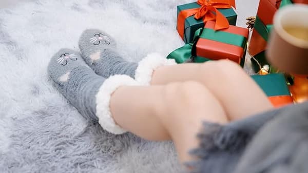1 Par Dam Vinter Varma Mjuka Fluffiga Sängsockor