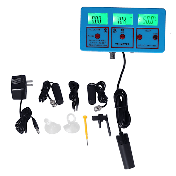 PH-118 Multiparameter Vattenkvalitetsmätare LCD Bakgrundsbelysning ORP PH EC TDS CF TEMP Testare Mätare US Kontakt 110V