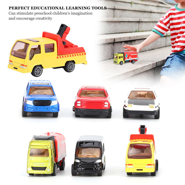 6 kpl 1/60 seosmetalliautolelu Simuloitu ajoneuvomalli Lapsille Vetoautolelu (C-tyyli)