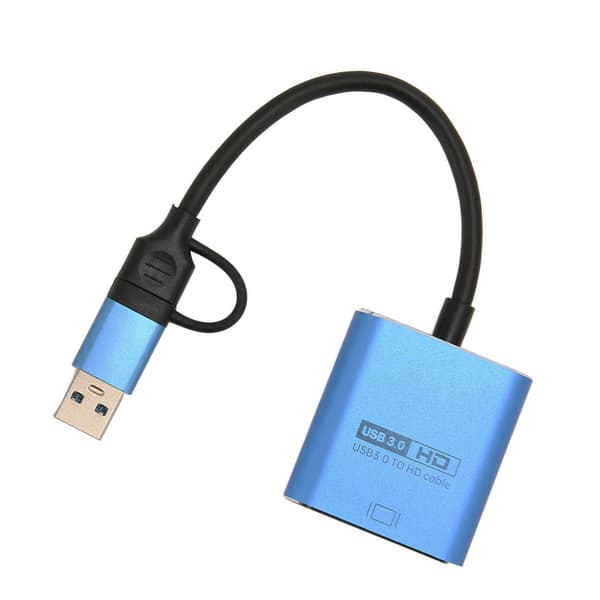 USB til HDMI Dual Display Adapter med 4K@30Hz og 1080P@60Hz Output, Universal Grafikadapter til Thunderbolt 3/4 Windows Mac OS X Chrome Android