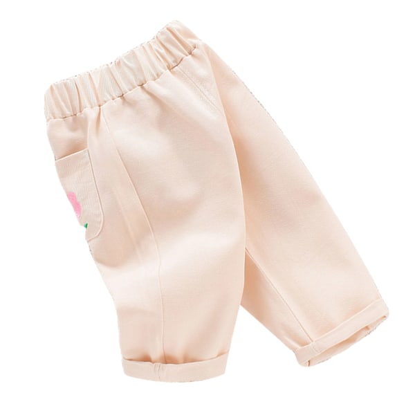 Barn Joggingbyxor Casual Fitted Mjuka Elastisk Midja Barn Ankel Längd Joggingbyxor Beige 80