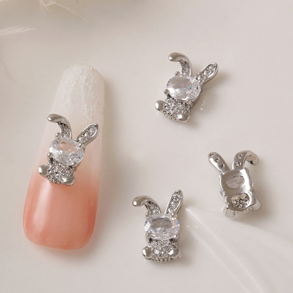 10 Stk 3D Kanin Nail Charms Rhinestones Diamanter Glitter