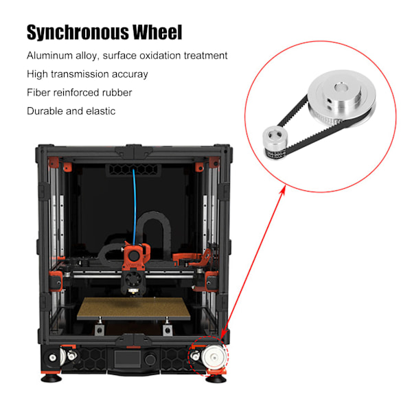 2 Sett Synkron Hjul GT2 Aluminium Legering Timing Hjul med 2 stk Lengde 200mm Bredde 6mm Belte 8mm Indre Bore