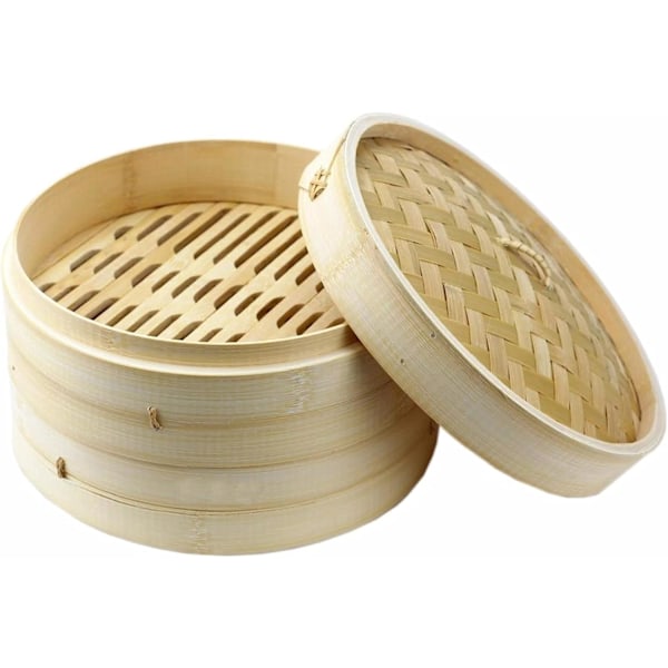 Steaming Wonder, Naturträ, Bevarar Smaker, Vit Bambu Ångkokare Med Halmtaksmönster, Tillagar Flera Rätter Samtidigt, Perfekt För Skaldjur Och