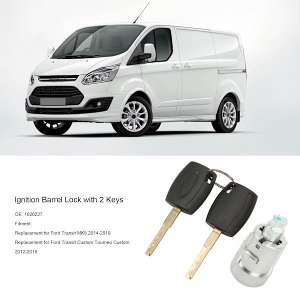 Tændingslåsesylinder med 2 nøgler 1926227 Udskiftning til Ford Transit MK8 2014‑2019
