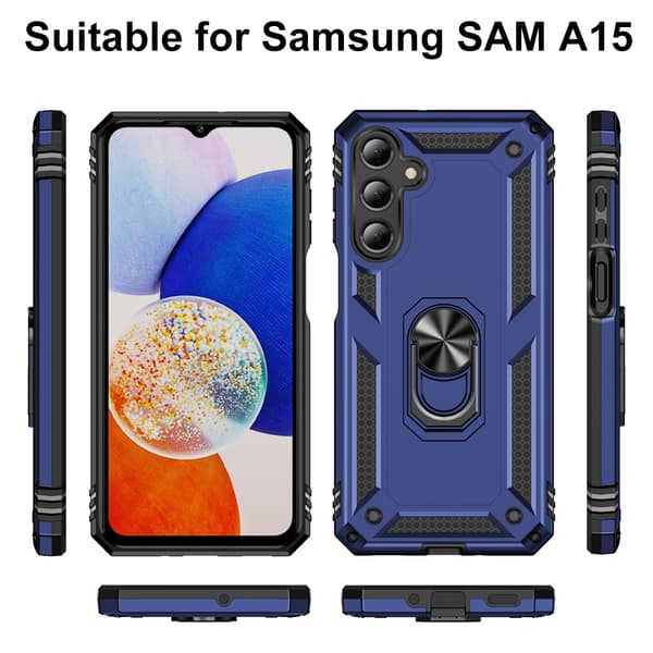 Kompatibel med Samsung Galaxy A15 5G Armor Ring Shell Blandet Blå