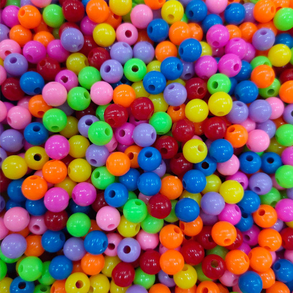 Flerfargede perler runde assortert 10 mm, for å lage armbånd,