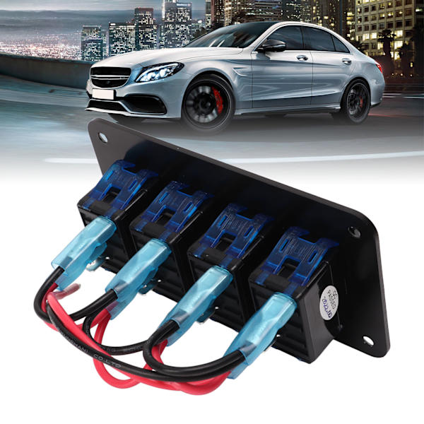 Rocker Switch Panel 4 Gang Vandtæt 3-polet Til/Fra Forudtrådet til Køretøj Bil