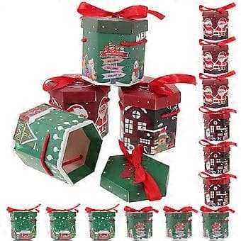 16 st Julklappsaskar Kartong Godisaskar Godisbehållare Presentförpackningar
