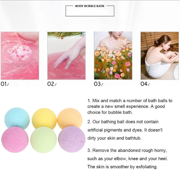 MELAO 6-pack Herbal Badbomber Bad Spa Överraskning Doft Organisk Bubbelbad Saltkula