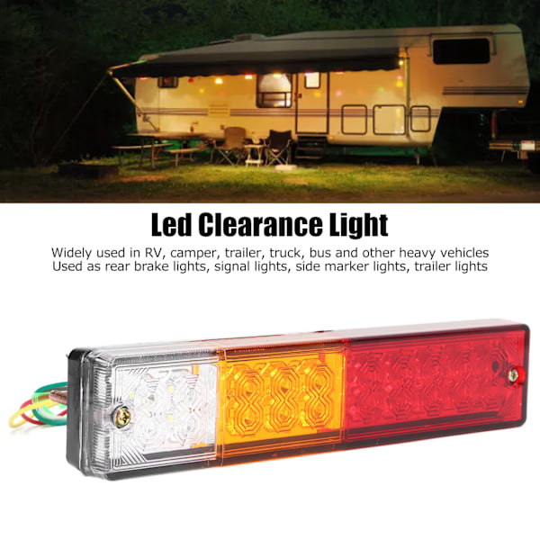 Par 12V 20LEDs Rektangulære Trailer Baglygter Vandtætte Bagside Markeringslys til RV Truck Camper