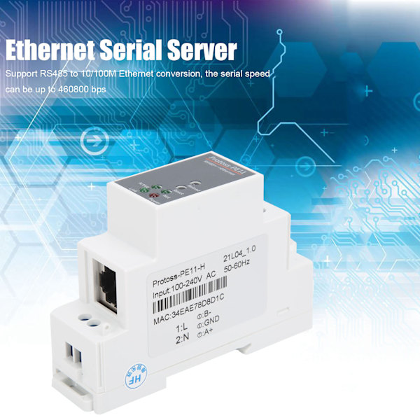 RS485 til Ethernet Serial Server Skinnemontering Router 100-240VAC PE11-H til FreeRTOS