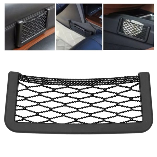 Universal Bil Net Opbevaringsarrangør Mobiltelefon Små Genstande Gadget Holder Auto Tilbehør Stor 7,5 x 3,1 x 0,4 tommer