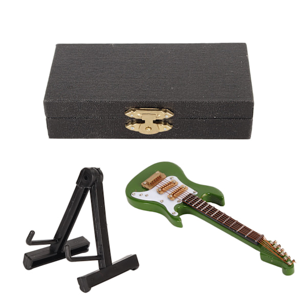 Elektrisk Gitarr Dekoration Miniatyr Musikinstrument Gitarr för Hem Familj Grön 10cm