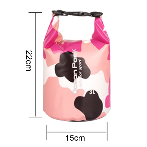 Kamouflageväska PVC vattentät hinkväska Vattentät väska Beach Pink 3L