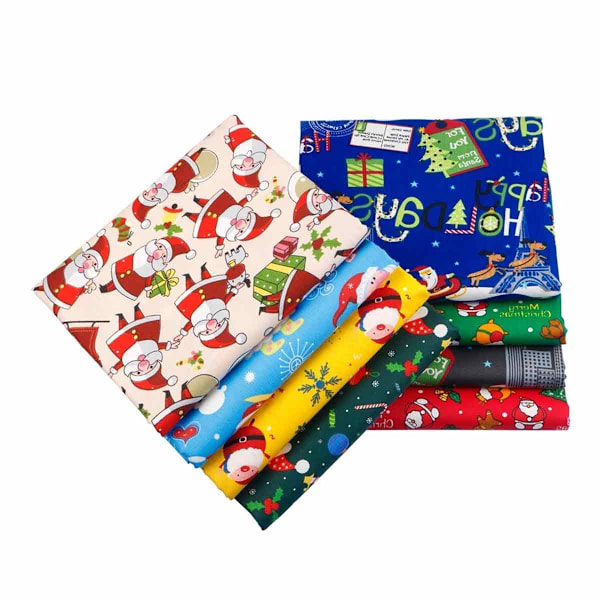 Tygbitar för lappteknik, julquilttyg i ren bomull, lättskurna och tvättbara DIY-sömnadsmaterial (50 × 50 cm,