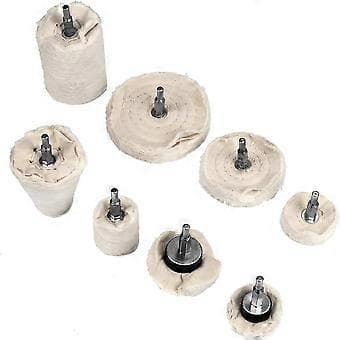 Nirvana Sett med 8 flate og koniske poleringshjul for drill 6,3 mm
