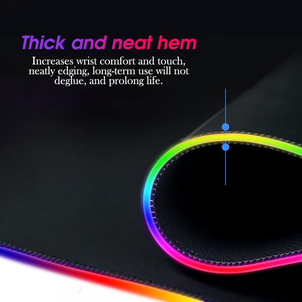 LED Lys Gaming Musematte, RGB Gaming Musematte med Minnefunksjon, Stor Musematte med Glatt Overflate og Vanntett Konstruksjon