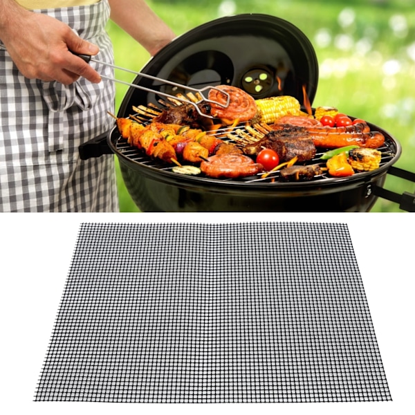 Grillmattor, hållbart non-stick BBQ grillnät för kött och grönsaker, värmebeständigt återanvändbart teflongrillnät, ekonomiskt anpassningsbar passform för utomhusbruk