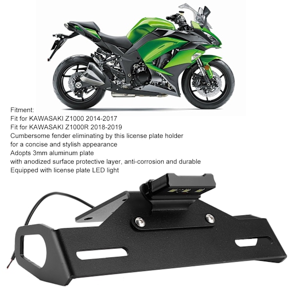 Nummerplåtshållare Bakre Snyggare Fender Elimineringssats För Kawasaki Z1000 14-17/Z1000R 18-19