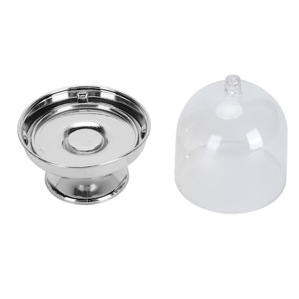 12 st Mini Tårtfat med Lock Plast Mini Tårtställ med Kupollock Klar Liten Tårtutställningsställ Transparent Godisask för Bröllopsfest Silver