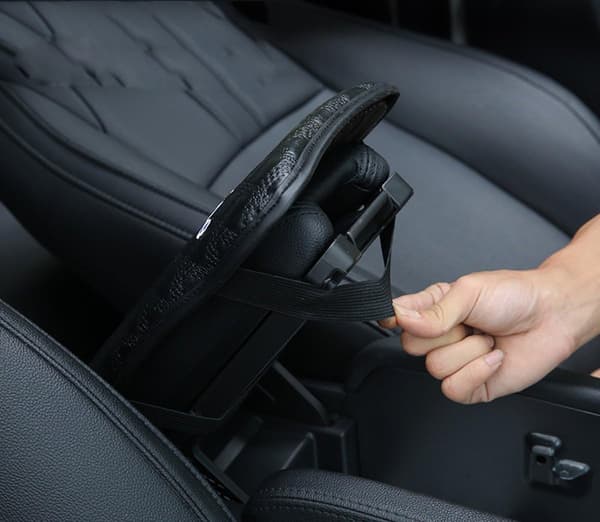 Auto midtkonsollpute PU-skinn bilarmlene seteboksdeksel Pr