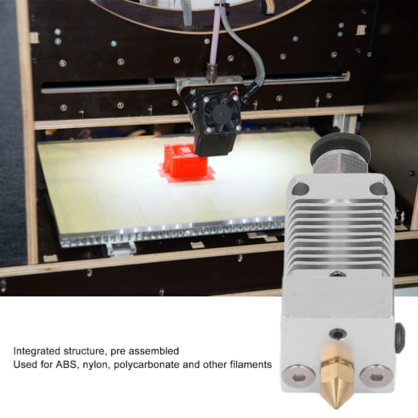 Ekstruusorin tulostuspää 0,4 mm suuttimella, kierteellinen liitäntä, Hotend 3D-tulostimen tarvikkeet, hopea