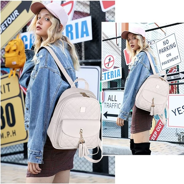 Atarni Liten Elegant Läderryggsäck för kvinnor - 3 i 1 Casual Dagssäck Ryggsäckar Handväska Modern Ryggsäck Stadsryggsäck Liten Dagsäck i PU-läder för