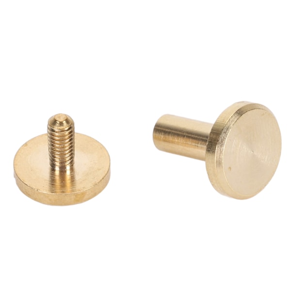 50 Set Bindande Nitar Runda Platt Huvud Mässing Spårskruv Nitar för Bälten Väskor Plånböcker Skor Jackor Läder Tyg 10x10mm / 0.39x0.39in