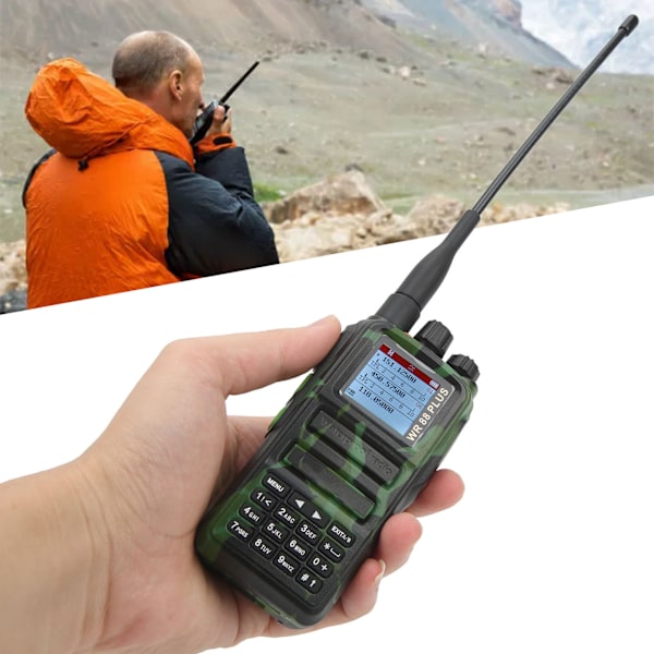 1,4 tum Skärm Trådlös 2-vägsradio 10W Dubbelbands UHF VHF IP68 Vattentät Walkie Talkie AC100‑240V AU-kontakt
