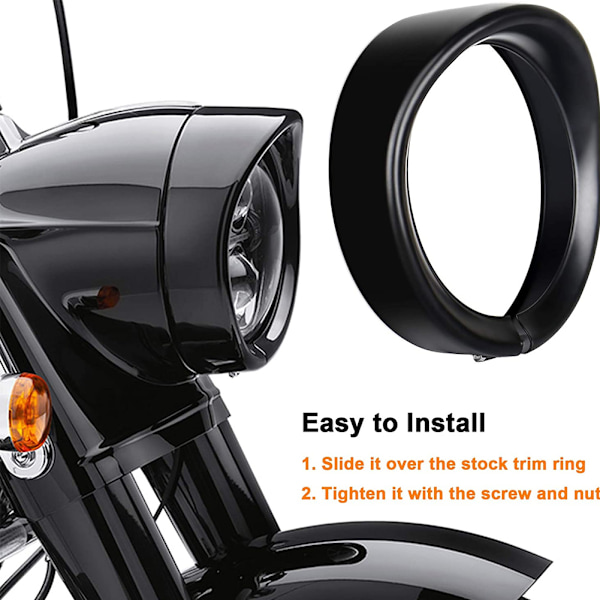 7 tommer Forlygte Trim Ring Lys Bezel Visor Dækning Motorcykel Modifikation Passer til FLD LHR FL Trike Dele
