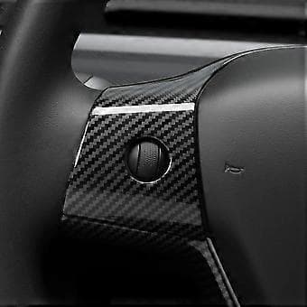 Bil Interiörskydd för Tesla Model 3 Y 2017-2020 Kolfiber Ratt Skyddsram Patch