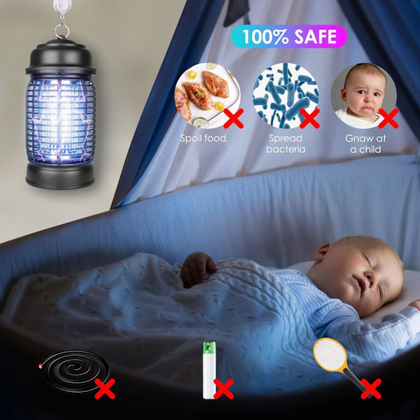 Elektronisk myggdödare, avancerad insektsfälla med säker ABS-plastdesign, LED-ljusattraktion för ökad effektivitet, tyst drift lämplig