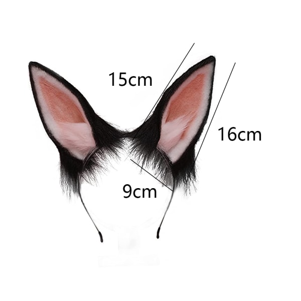 Fox Rabbit Bunny Ears Pannband Hårband Hårbåge Halloween Kostnad black