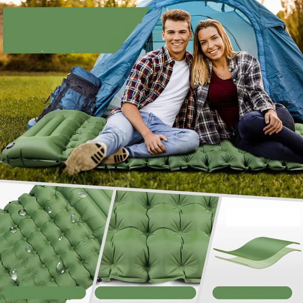 Sovmatta Camping Självuppblåsande med fotpresspump, förbättrad tjocklek 10 cm/4 tum Uppblåsbar liggmatta Ultralätt, hållbar vattentät luft