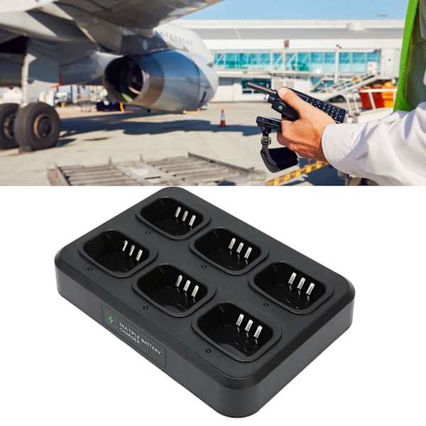 6-vägs Walkie Talkie Laddningsbas Säker Snabb Laddning Flera Enheter 2-vägs Radio Laddare för BF‑UV5R AC100‑240V EU-kontakt