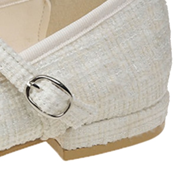 Dame Flade Sko Casual Fodtøj Kanin med Spænde Rem Flade Sko Fodtøj Arbejdssko Beige 36