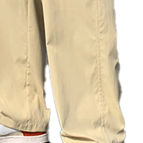 Män Bred Ben Byxor Casual Sida Fickor Ren Färg Snörning Lösa Byxor Khaki XL
