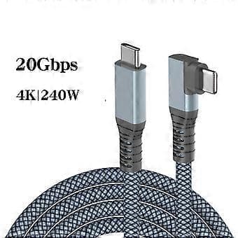 USB C-kabel, Type C-ladekabel 240W 5A hurtig opladning, USB-C 3.2 til USB-C hurtig USB C-oplader til S8 S20 Plus