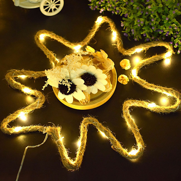 2M 20 LED Hampa Rep Dekorativa Fairy Ljusslingor Batteridrivna Trädgårdsfest Inomhus Utomhus Ljusslingor